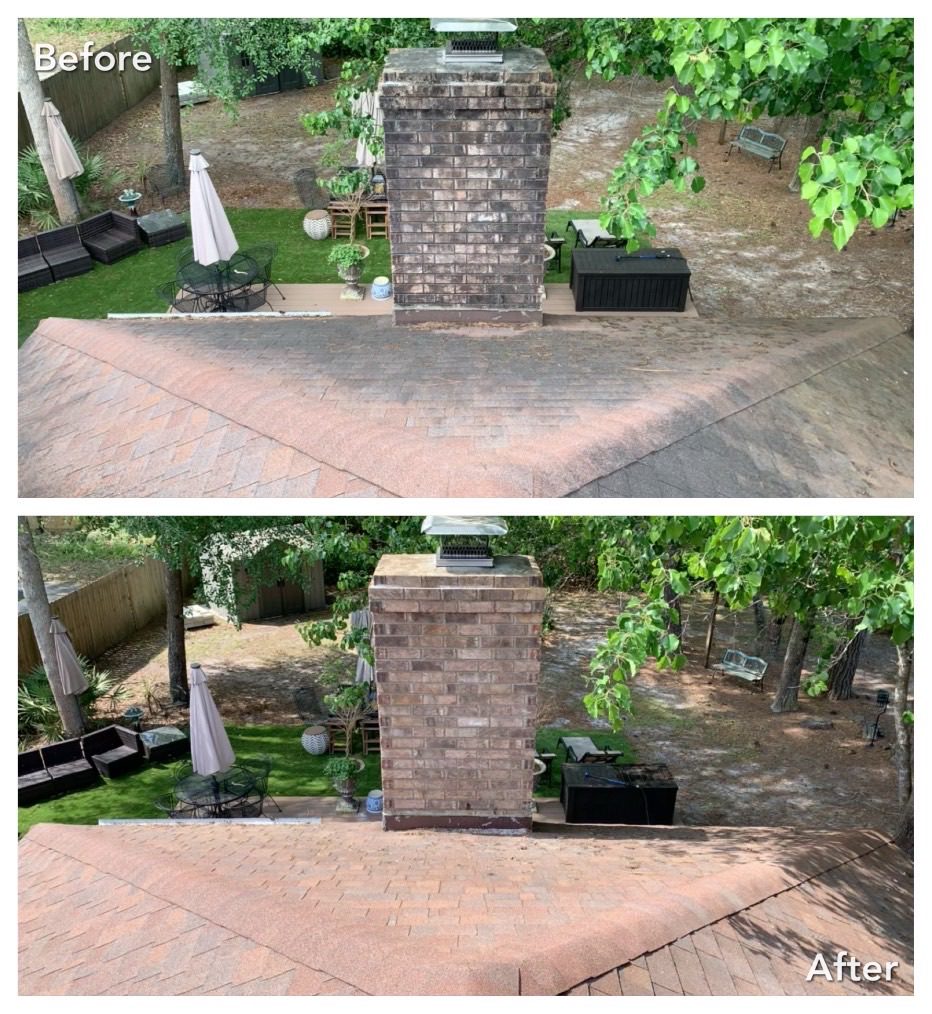 Before and After residential roof cleaning